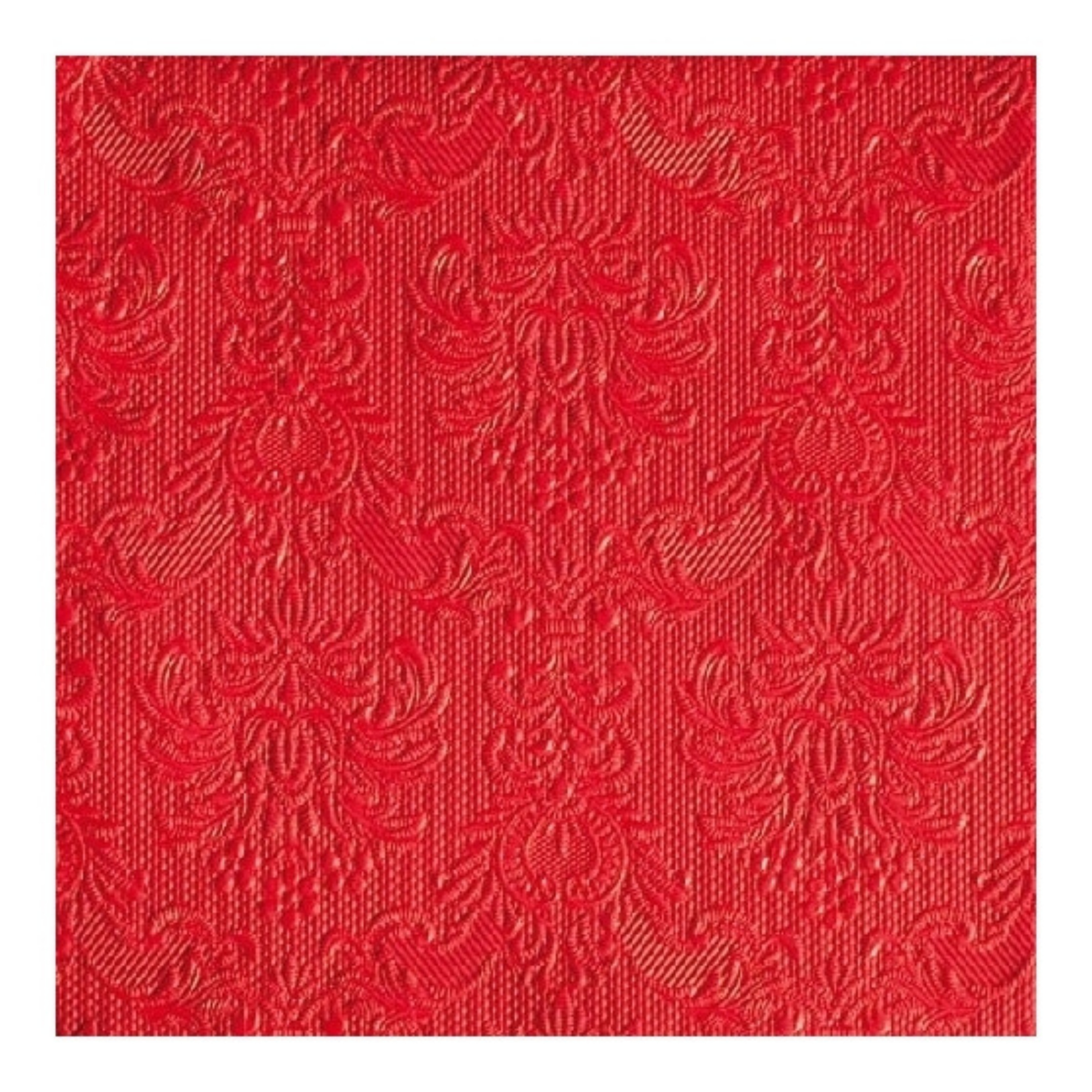 Ambiente Servetten Luxe - 15x stuks - x cm - rood - barok patroon -
