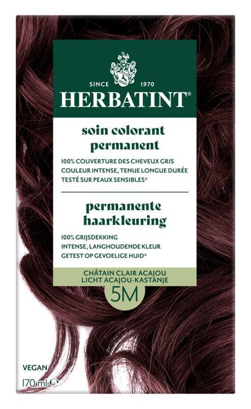 Herbatint 5m licht acajou kastanje permanente haarkleuring 170 ML