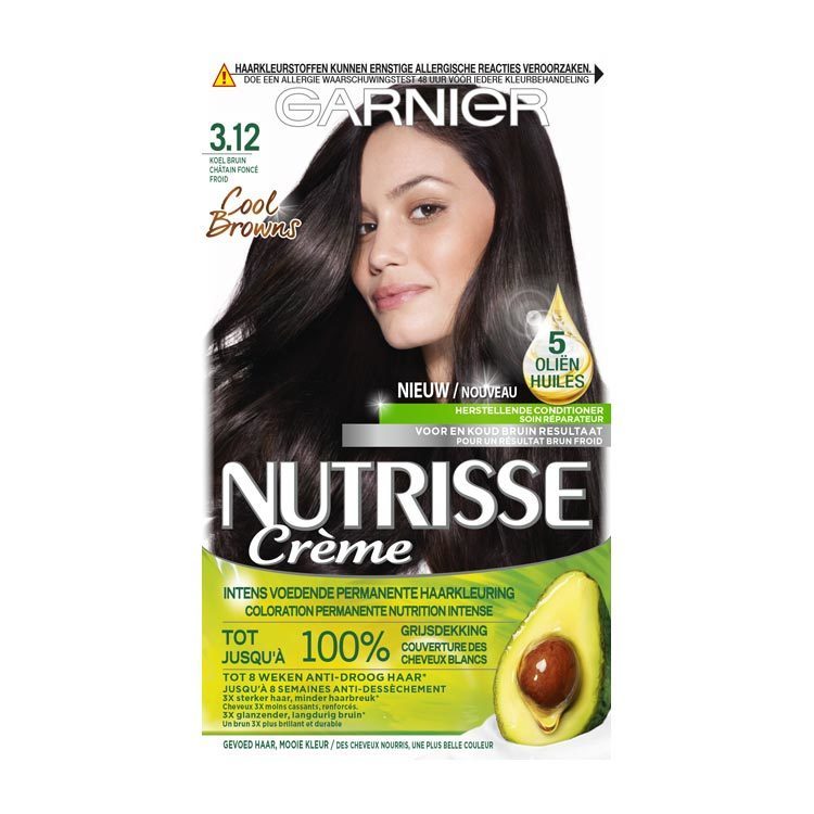 Garnier Nutrisse crème 3.12 haarkleuring koel bruin 1 Stuk