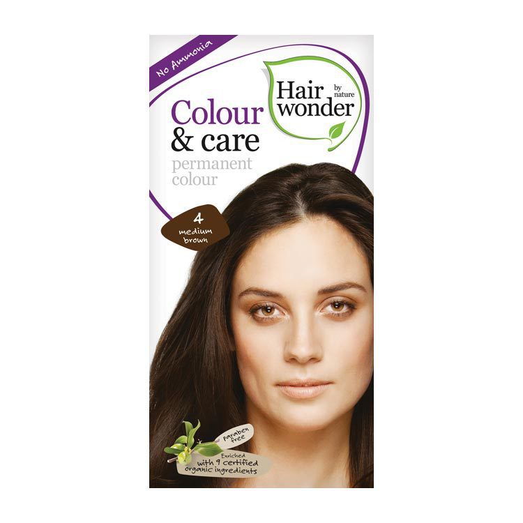 Hairwonder Haarverf color & care medium brown 4 100ml