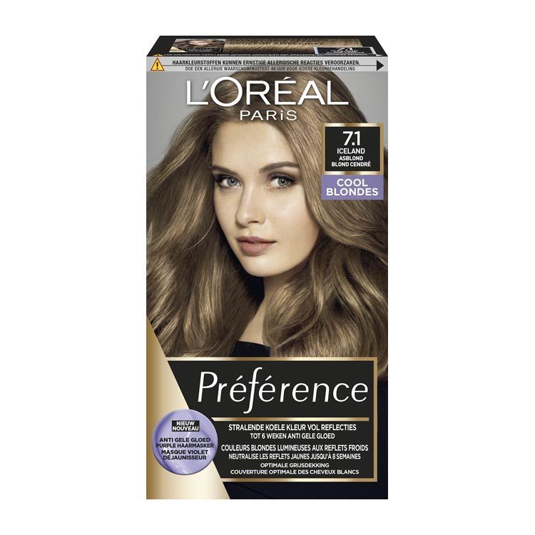 L'Oréal Paris Préférence cool blondes 7.1 as middenblond 1 Stuk