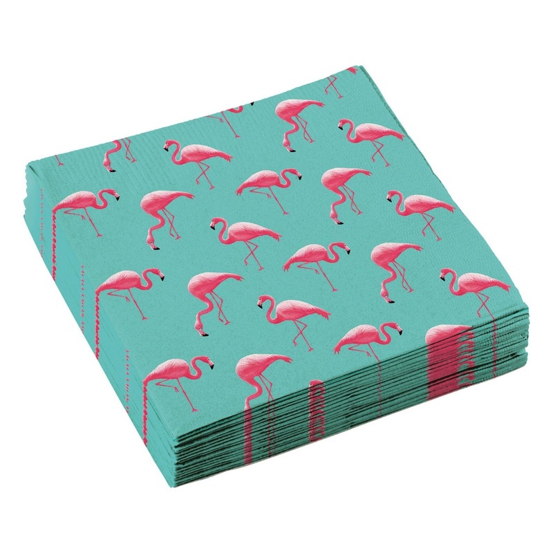 Merkloos Flamingo servetten - 40x - 33 x 33 cm - feestservetten - tropisch -