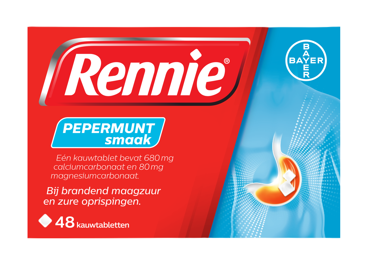 Rennie Pepermunt kauwtabletten bij brandend maagzuur