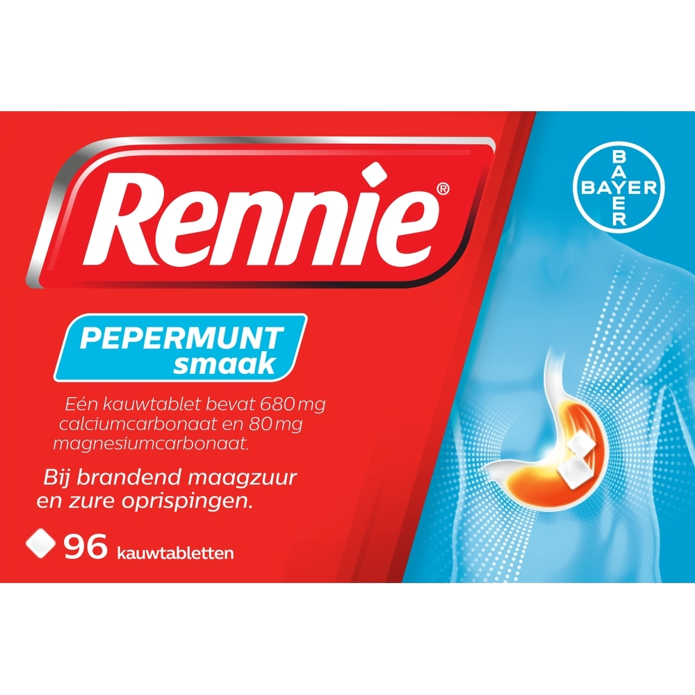 Rennie Pepermunt kauwtabletten bij brandend maagzuur