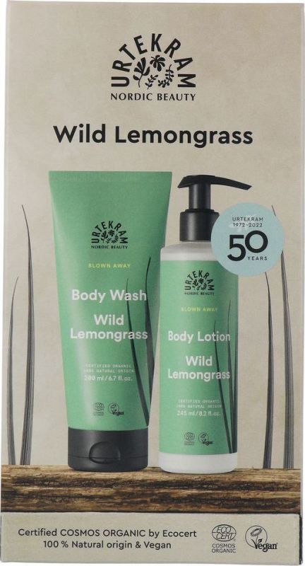 Urtekram Body wash & body lotion wild lemongrass giftset 1 Stuk