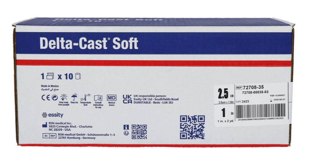 Delta-Cast Delta Cast Soft Blauw Stabilisatie Verband 1.8x2,5 Cm