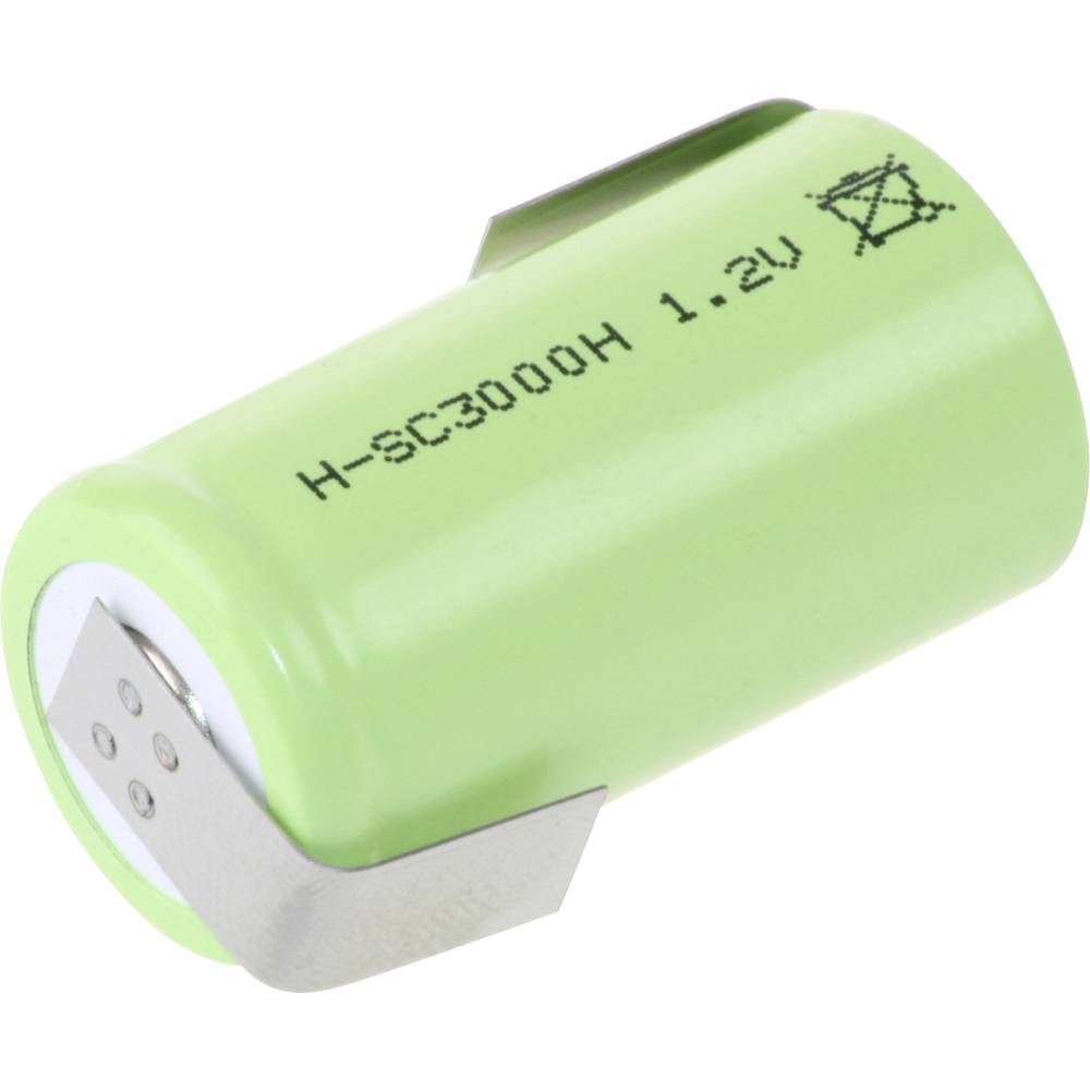 Mexcel SC3000H Speciale oplaadbare batterij Sub-C Geschikt voor hoge temperaturen, Z-soldeerlip, Flat-top NiMH 1.2 V 3000 mAh