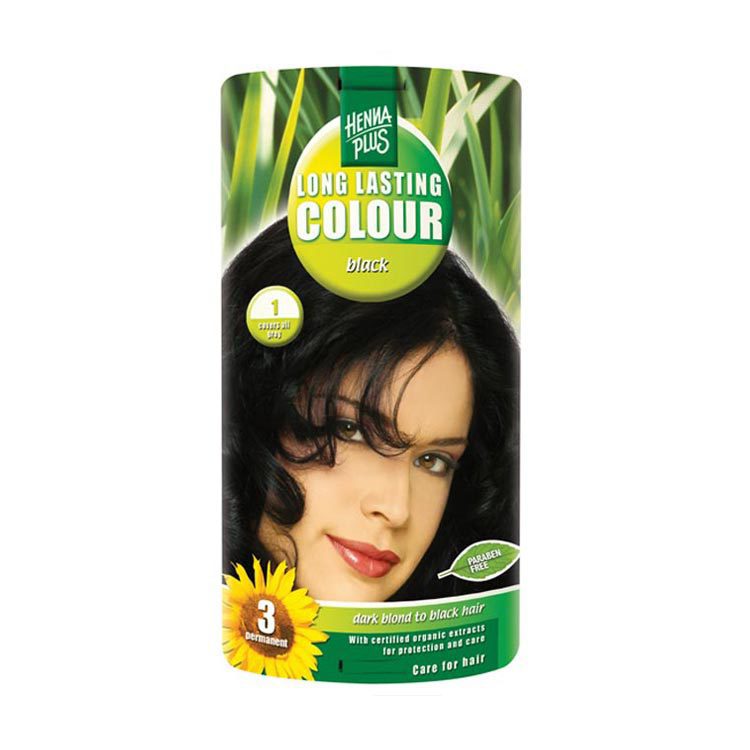 Hennaplus Haarkleuring long lasting colour 1 black 100ml