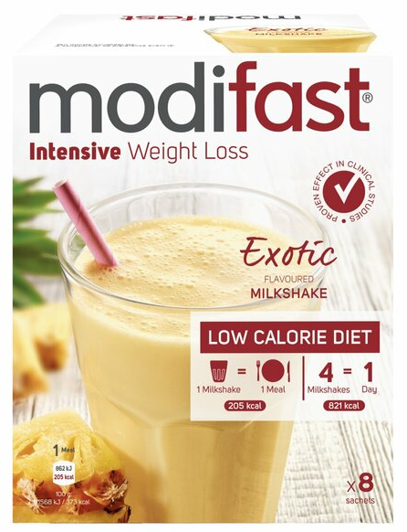 Modifast Intensive weight loss milkshake exotic 8 x 55 gram
