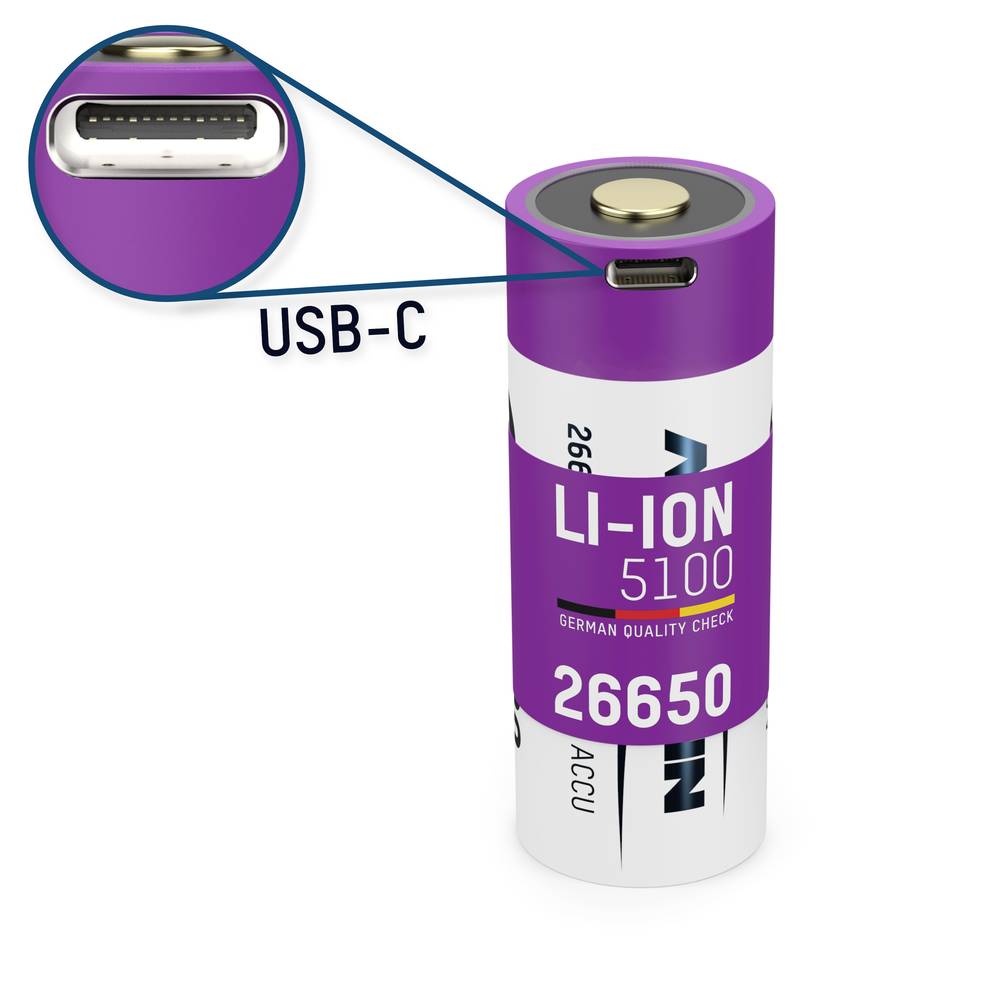 Ansmann 26650 USB-C Oplaadbare batterij (USB-C) 26650 Li-ion 3.6 V 5100 mAh 1 stuk(s)