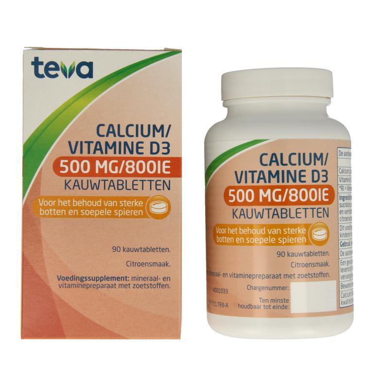 Teva Calcium / vitamine d 500mg/800ie kauwtablet 90 Tabletten