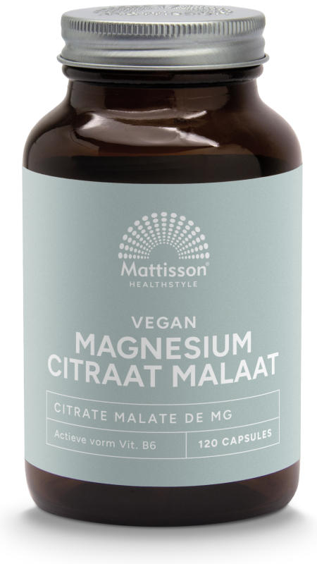 Mattisson Magnesium citraat malaat met actieve vorm vitamine b6 120 Vegacapsules