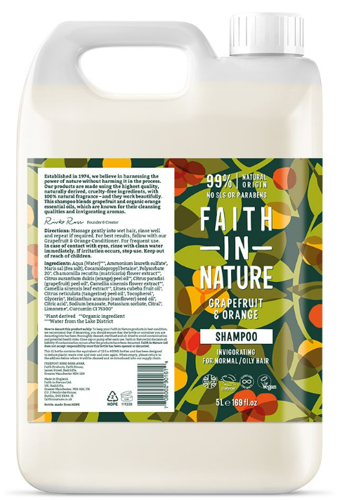 Faith In Nature Shampoo grapefruit & orange 5 lt