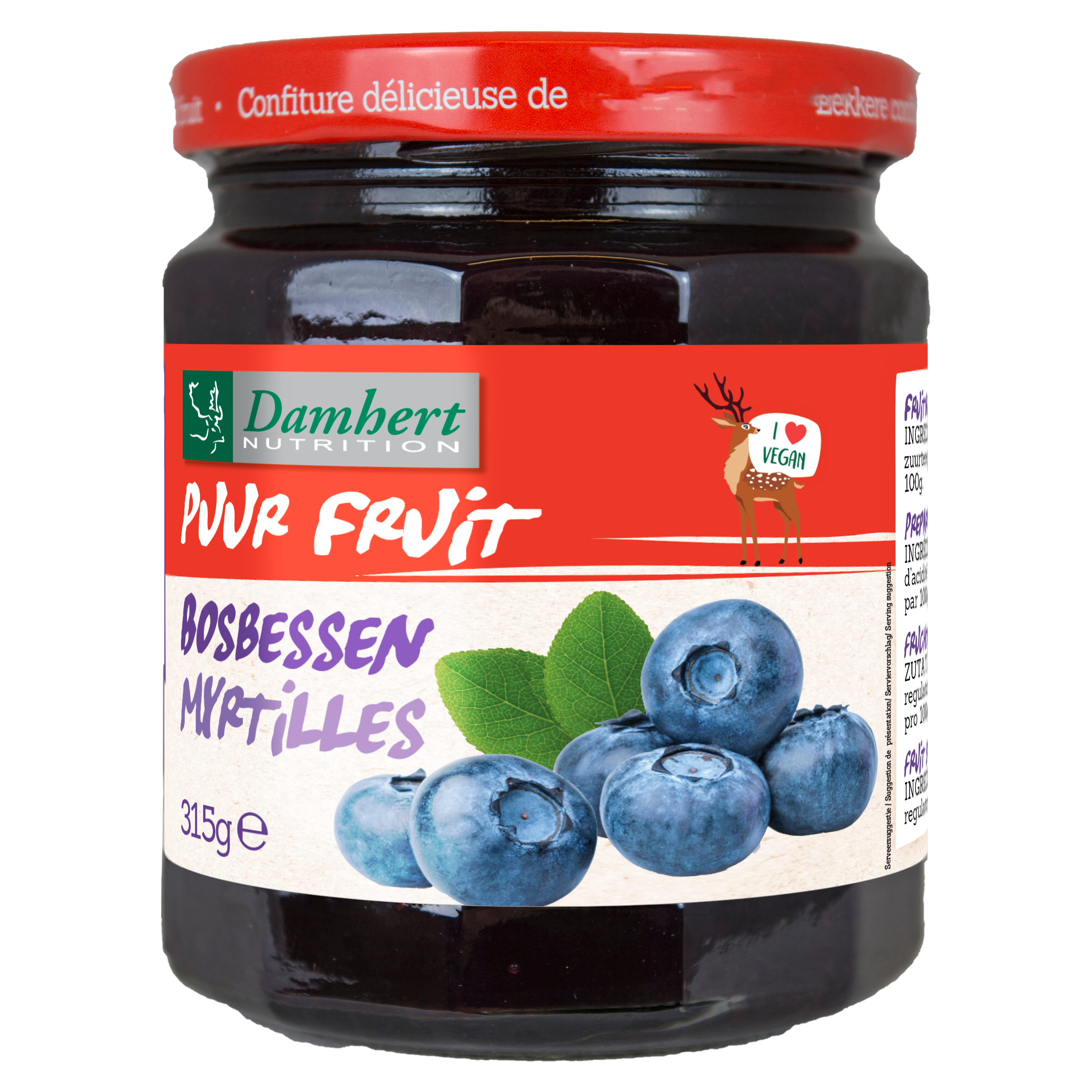 Damhert Puur Fruit Confituur Bosbessen
