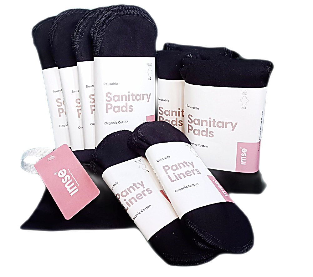 ImseVimse Wasbaar maandverband –  Full Cycle Kit (Design: Zwart)