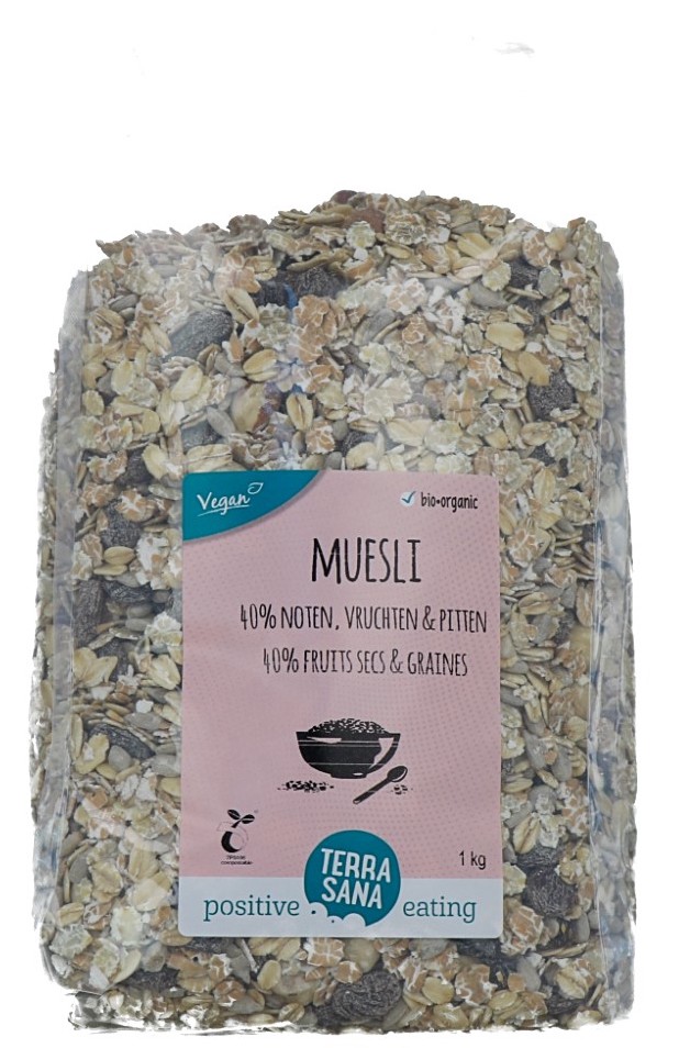 TerraSana Muesli 40% Noten, Vruchten & Zaden