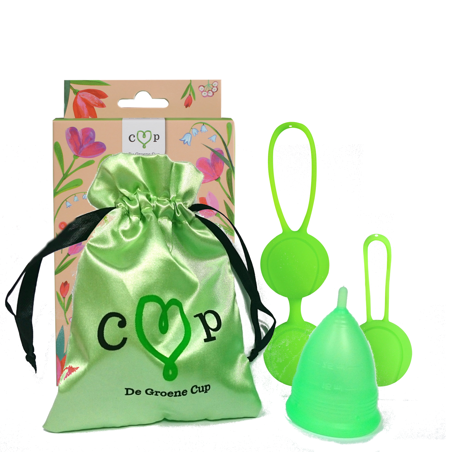 Webvrouw De Groene Cup + bekkenbodemtrainer (Maat: Model III (Medium, OSFA))