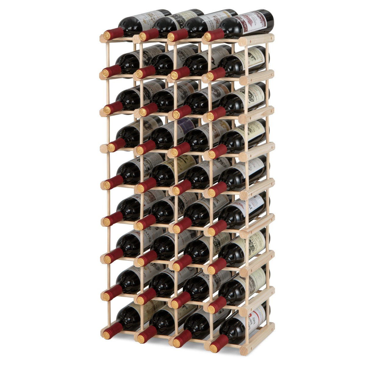 Costway Wijnrek van Hout Wijnrek voor 36 Flessen met Stabiele Structuur van Massief Hout Wijnrek met 5 Niveaus 44,5 x 24 x 86 cm