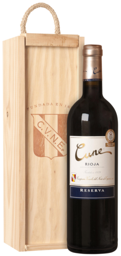 Cune Rioja Reserva met Houten Kist 75CL