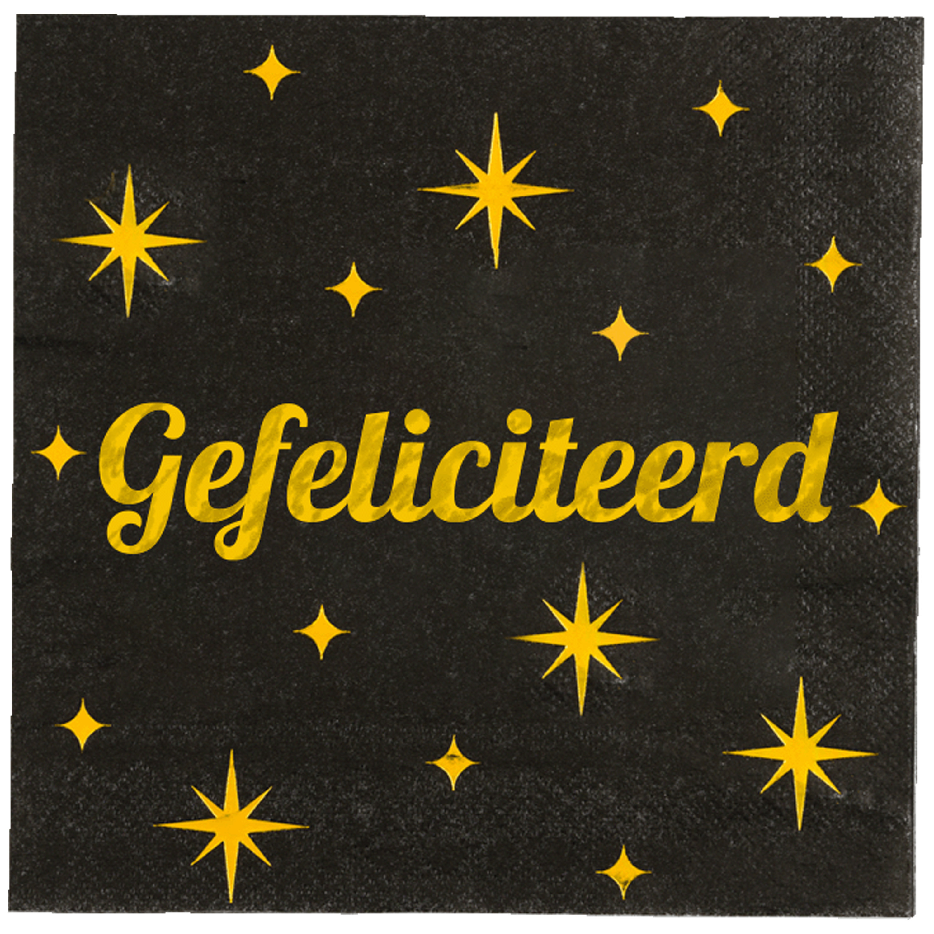 Paperdreams Verjaardag feest servetten - Gefeliciteerd - 16x stuks - zwart/goud - 33 x 33 cm -