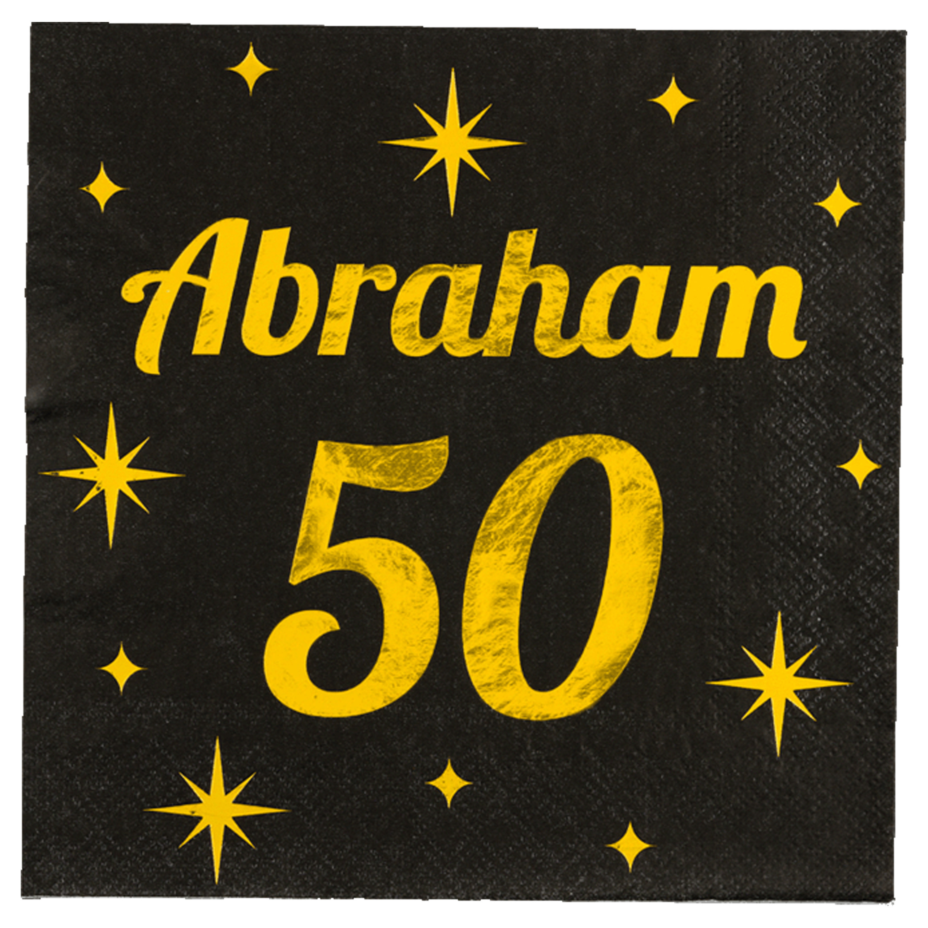 Paperdreams Verjaardag℃of Abraham feest servetten - leeftijd 50 jaar - 16x stuks - zwart/goud - 33 x 33 cm -