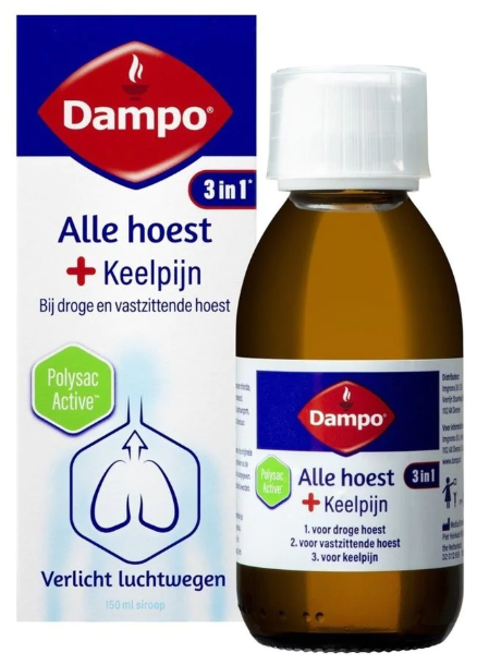 Dampo Alle hoest + keelpijn siroop 150ml