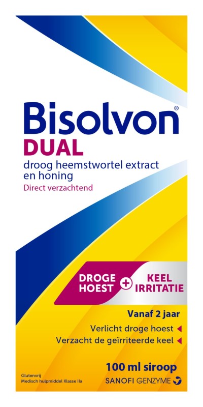 Bisolvon Dual droge hoest + keelirritatie siroop 100ml
