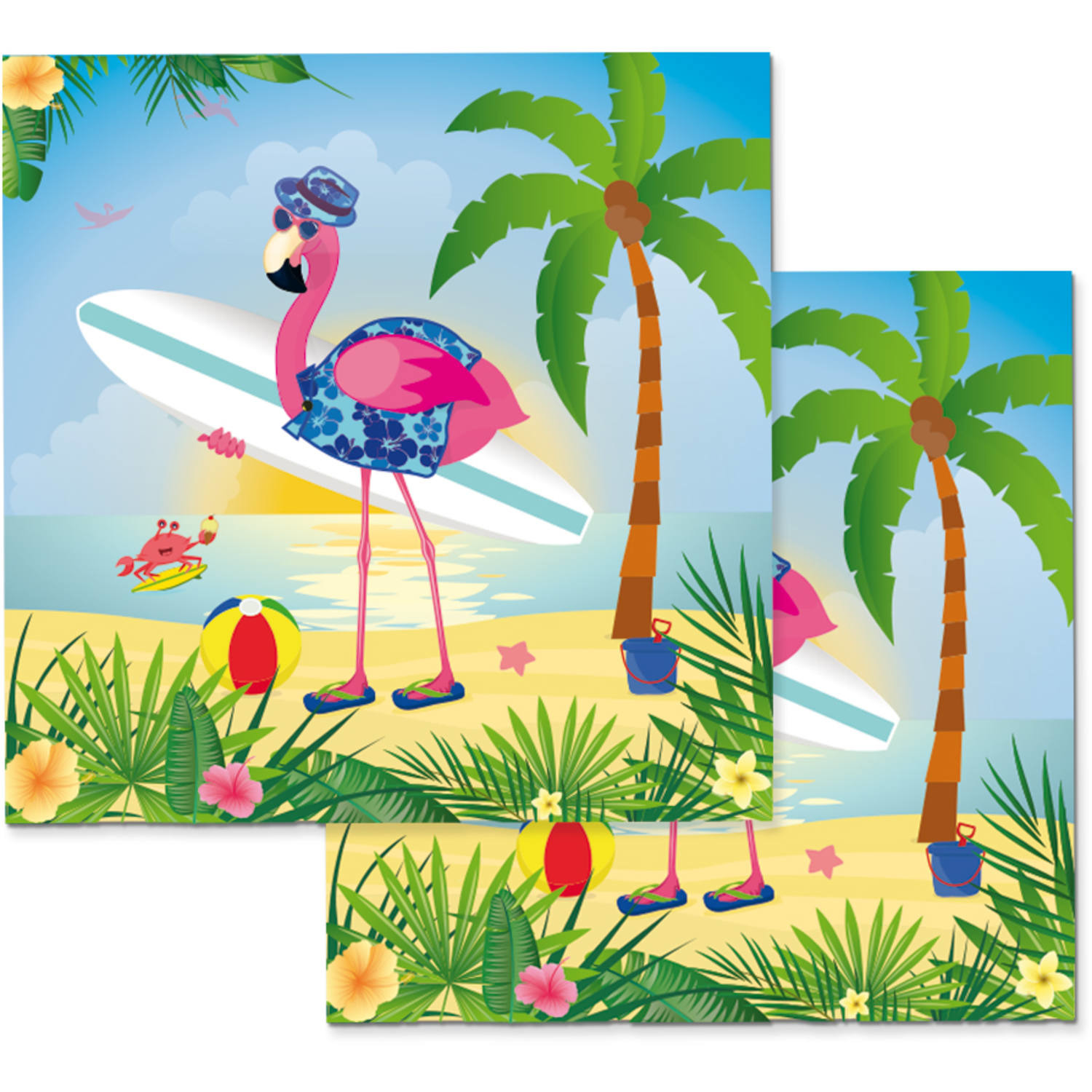 Folat 20x Flamingo thema tafel servetten - 33 x 33 cm - dieren -