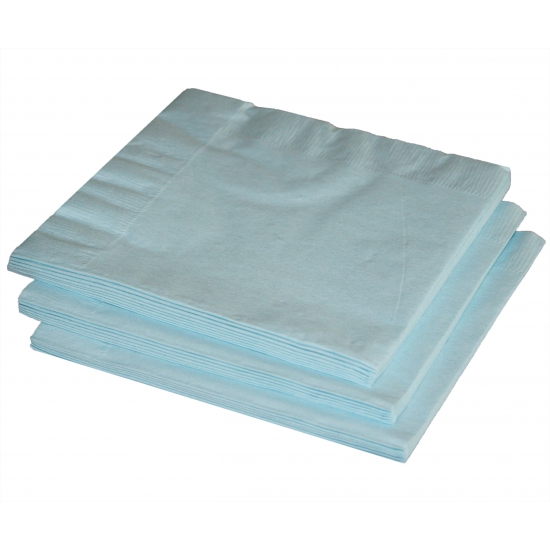 Merkloos Uni kleur tafel servetten - lichtblauw - 20x stuks - 33 x 33 cm - Papier -