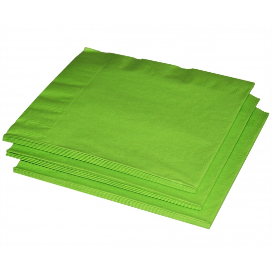 Merkloos Uni kleur tafel servetten - Lime groen - 20x stuks - 33 x 33 cm - Papier -