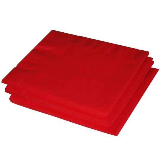 Merkloos Uni kleur tafel servetten - rood - 20x stuks - 33 x 33 cm - Papier -