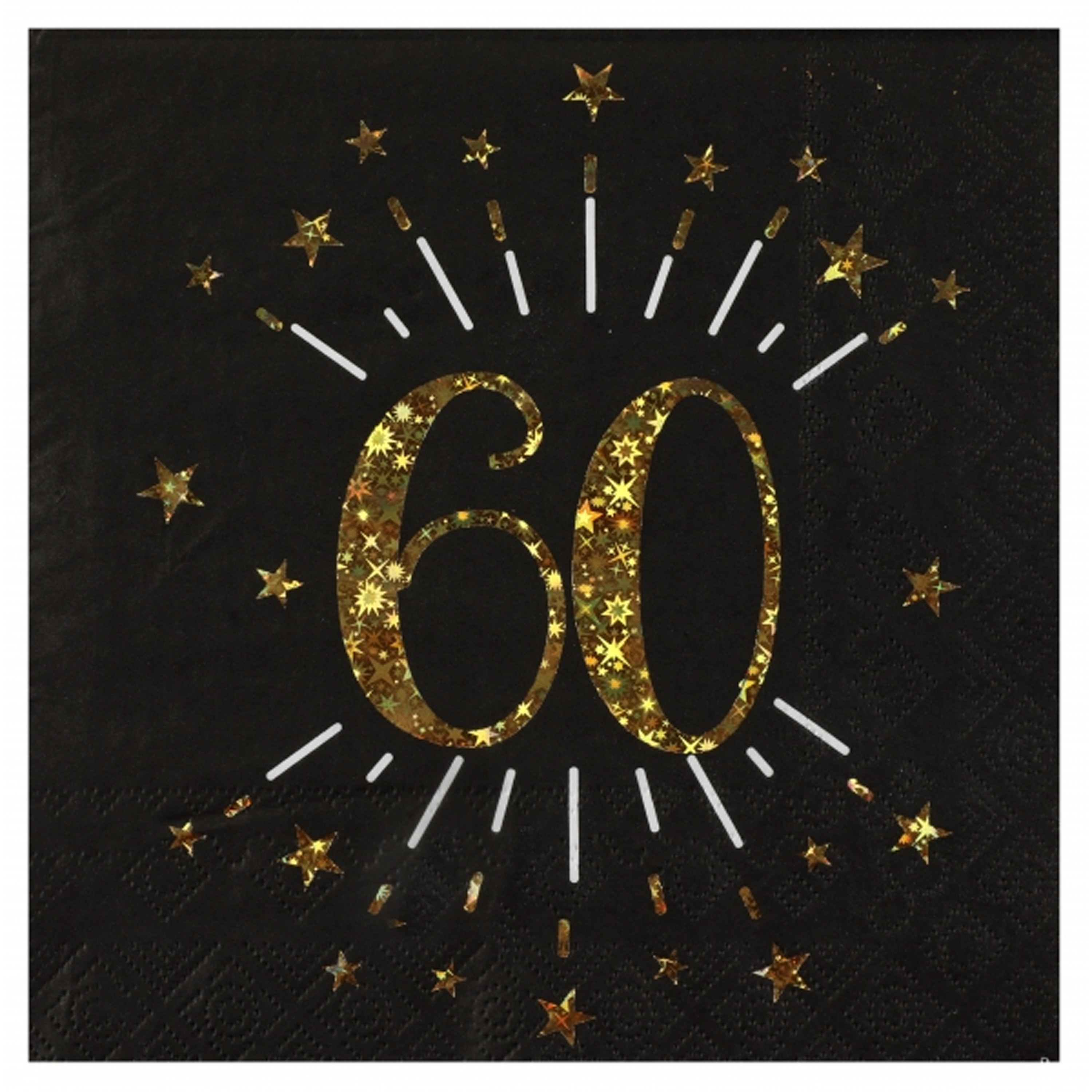 Santex Verjaardag feest servetten - leeftijd 60 jaar - 10x stuks - zwart/goud - 33 x 33 cm -