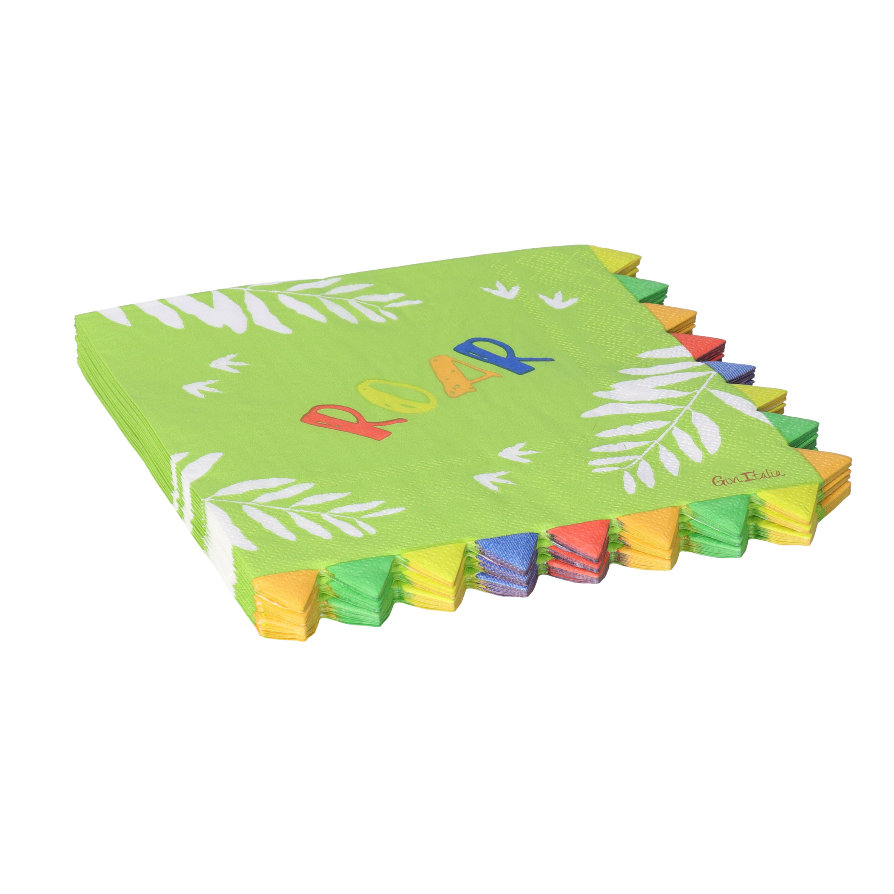 Givi Italia Feestservetten - 16x - dinosaurus - themafeest - kinderfeest - groen - 3 laags - 33 x 33 cm -