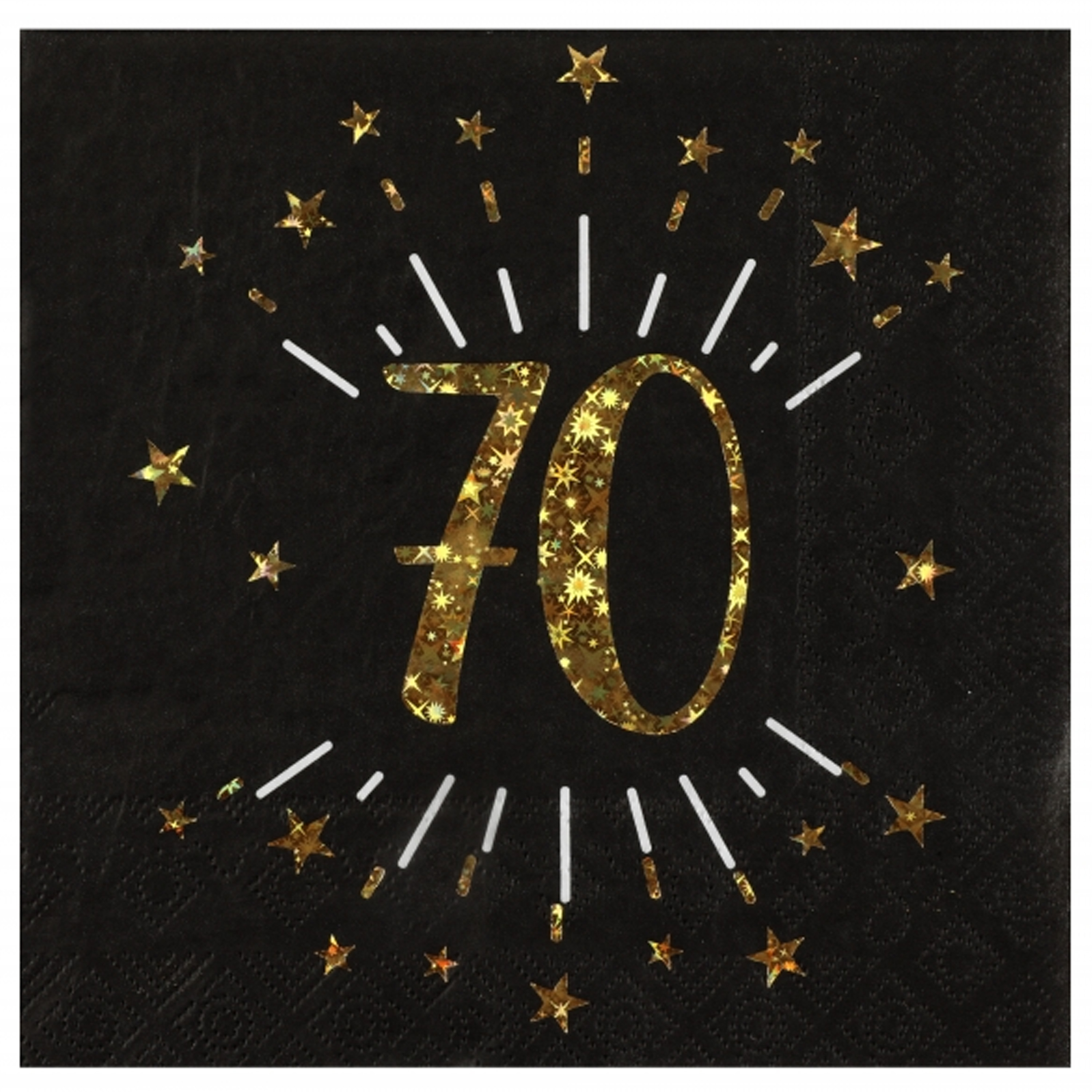 Santex Verjaardag feest servetten leeftijd - 10x - 70 jaar - goud - 33 x 33 cm -