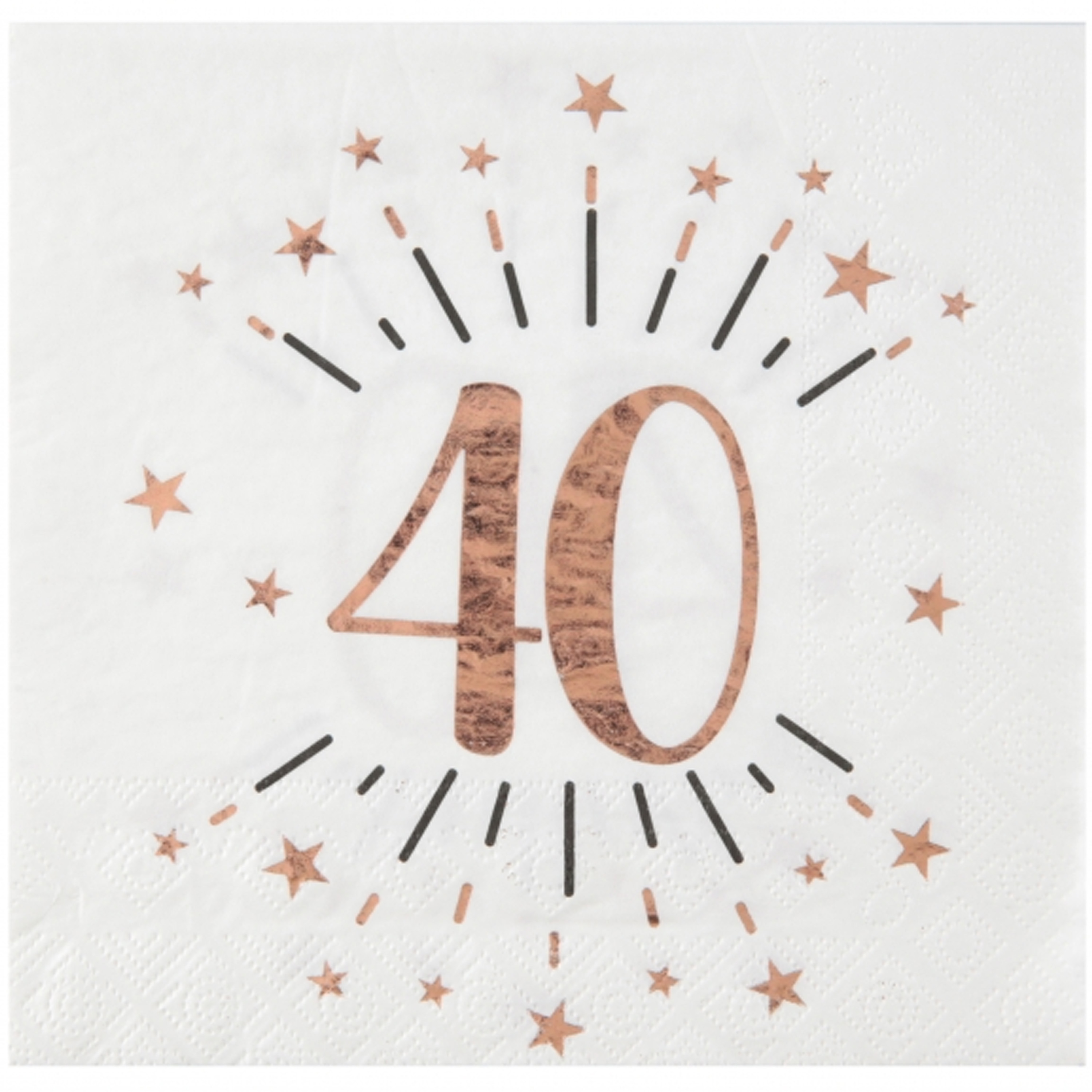 Santex Verjaardag feest servetten leeftijd - 10x - jaar - rose goud - 33 x 33 cm -