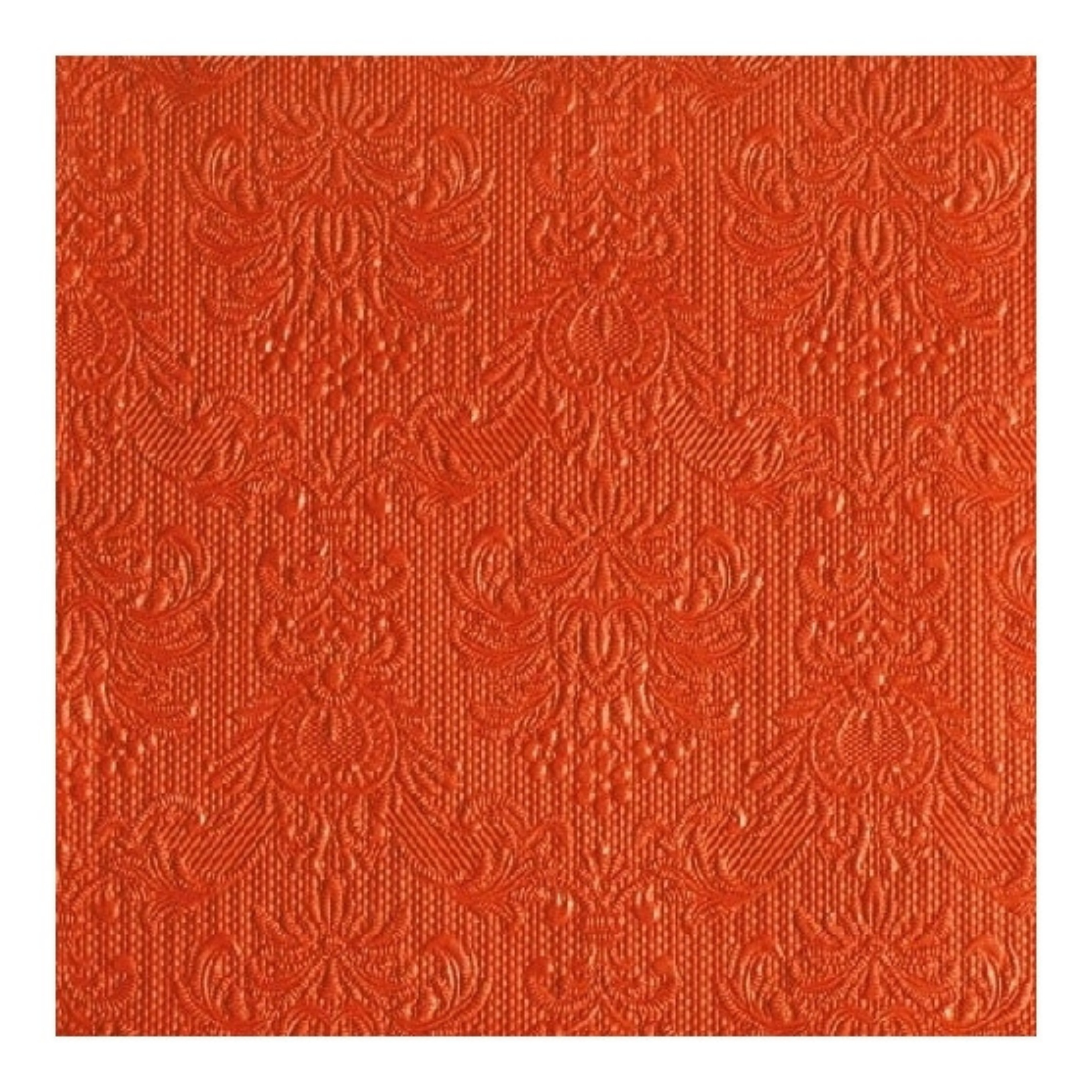 Ambiente Servetten Luxe - 15x stuks - 33 x 33 cm - oranje - barok patroon - 3 laags -