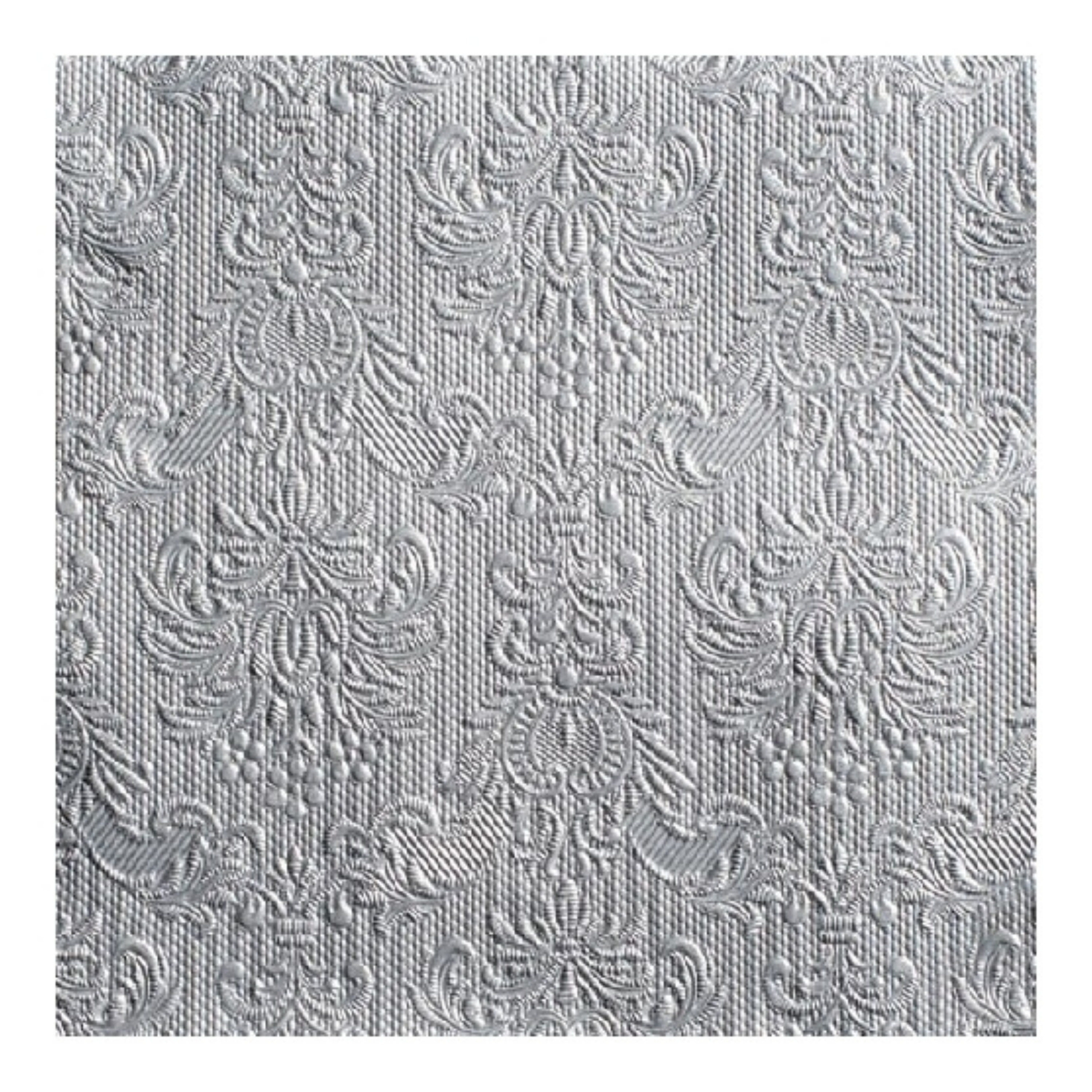 Ambiente Servetten Luxe - 15x stuks - 33 x 33 cm - zilver - barok patroon - 3 laags -
