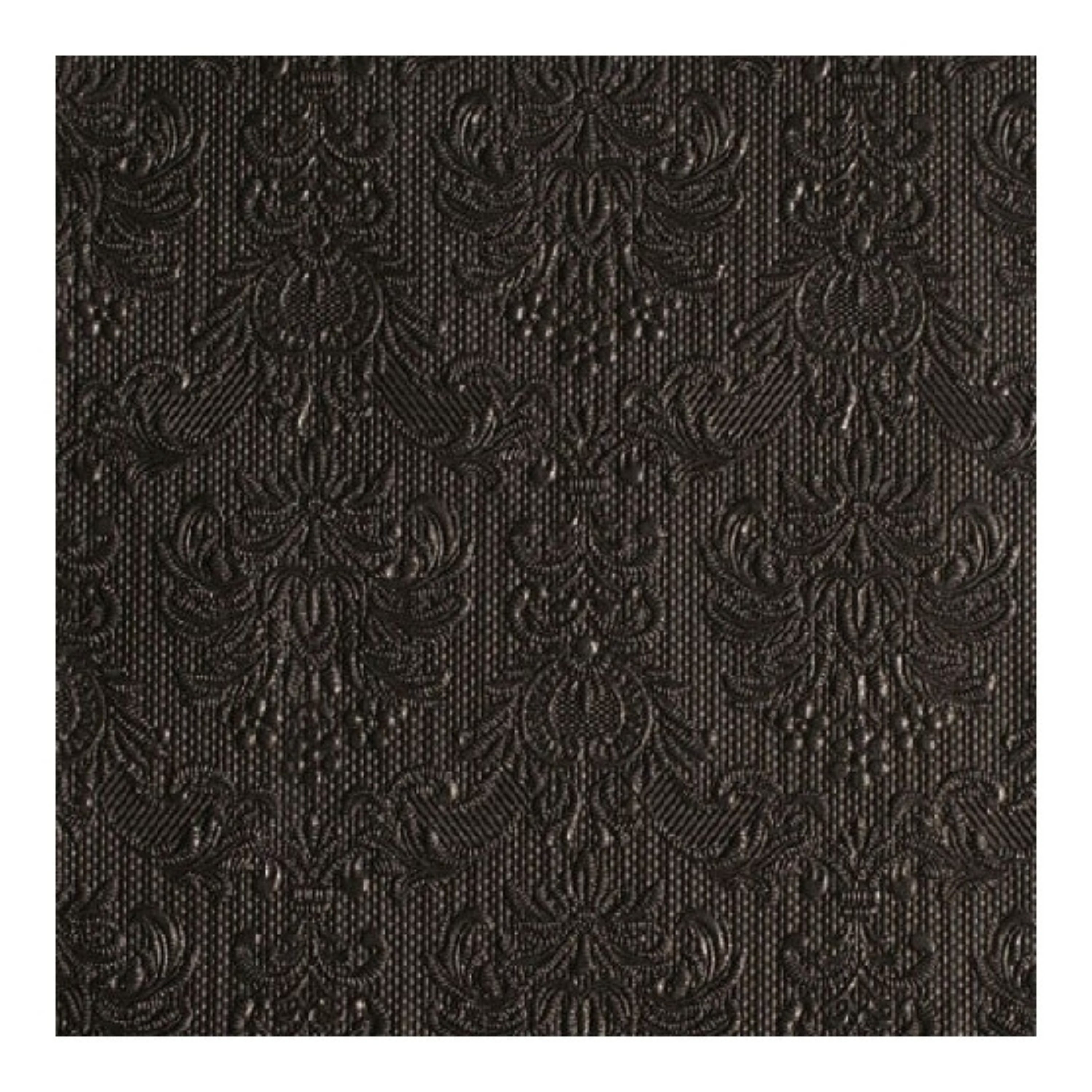 Ambiente Servetten Luxe - 15x stuks - 33 x 33 cm - zwart - barok patroon - 3 laags -