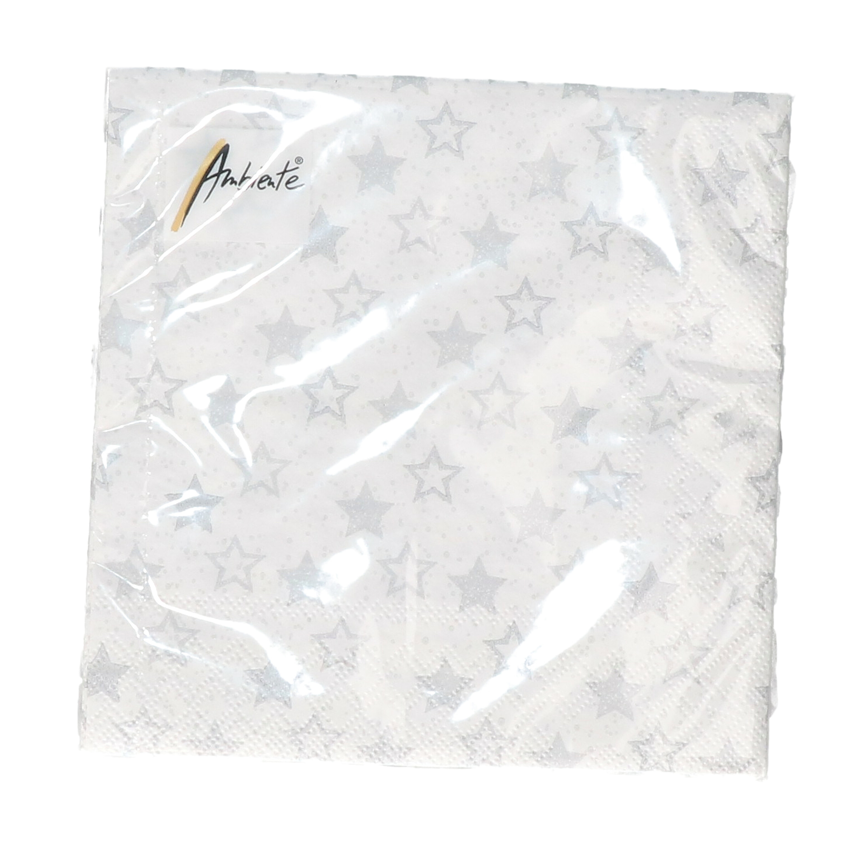 Ambiente 20x stuks diner/lunch servetten 33 x 33 cm met zilveren sterren -