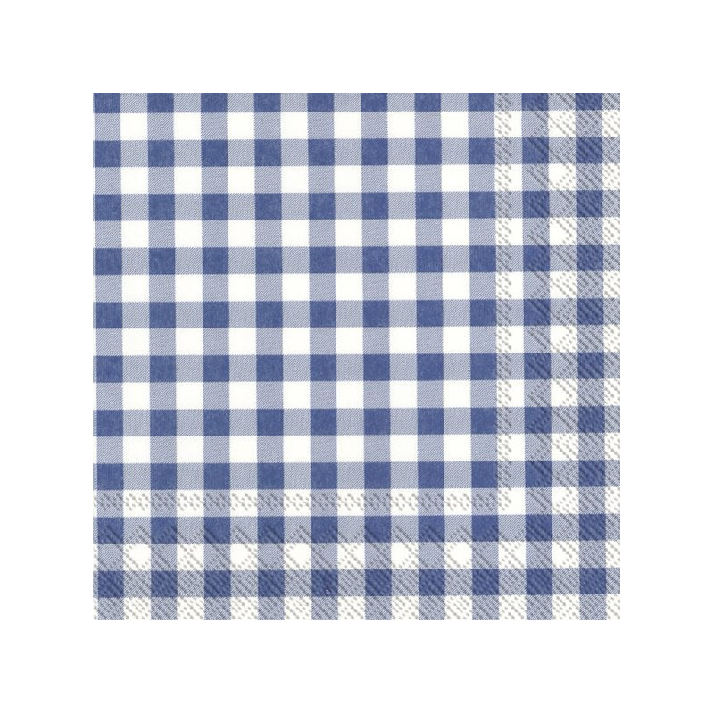 Ihr Servetten Vichy Karo - 20x stuks - 3-laags - blauw/wit geblokt - 33 x 33 cm - Lente/pasen -