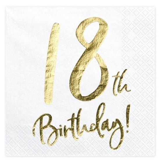 Merkloos Leeftijd servetten 18 jaar - 20x stuks - 33 x 33 cm - papier - 3-laags - 18e verjaardag -