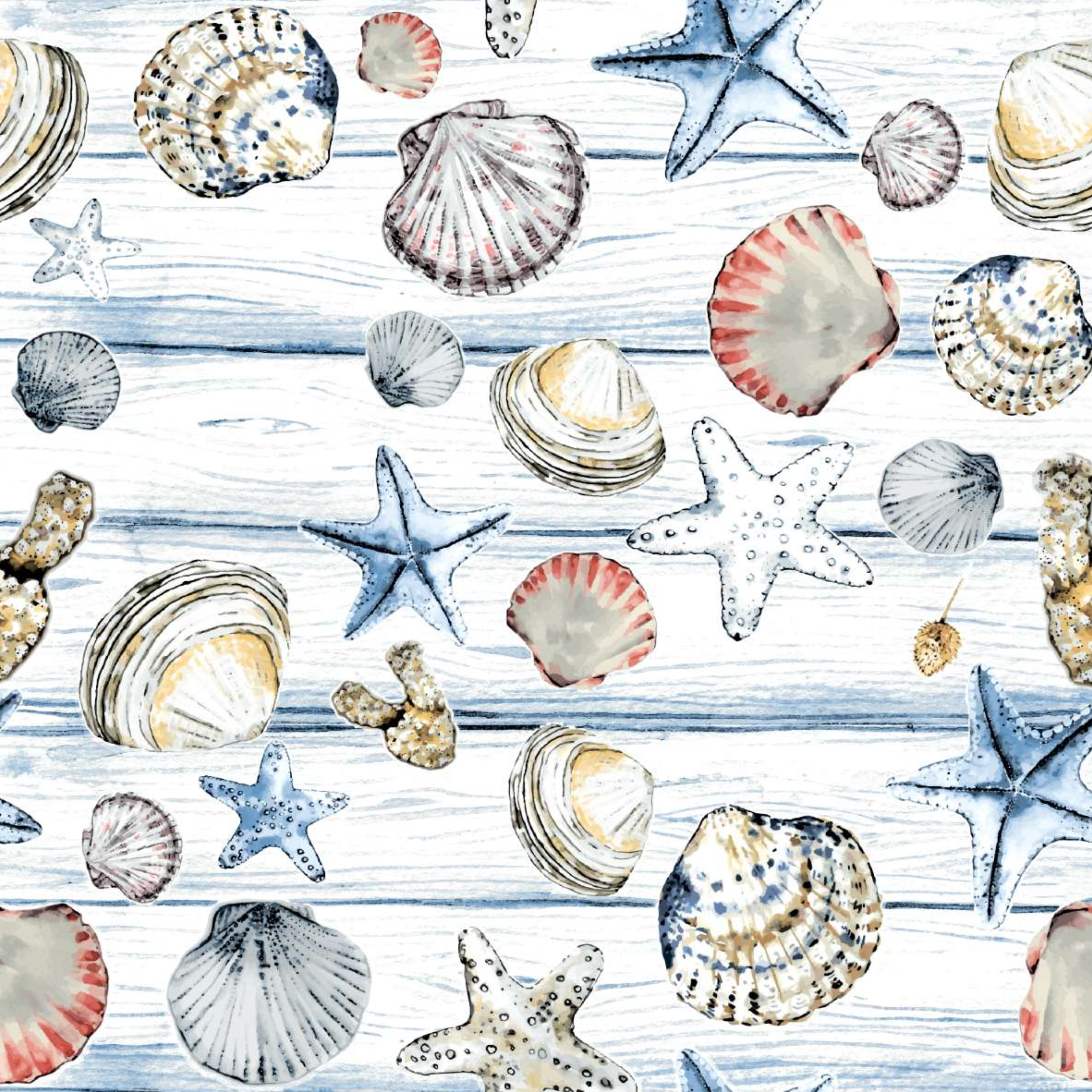 Paperdesign Servetten Schelpen - 20x stuks - 3 laags - 33 x 33 cm - maritiem - seafood -