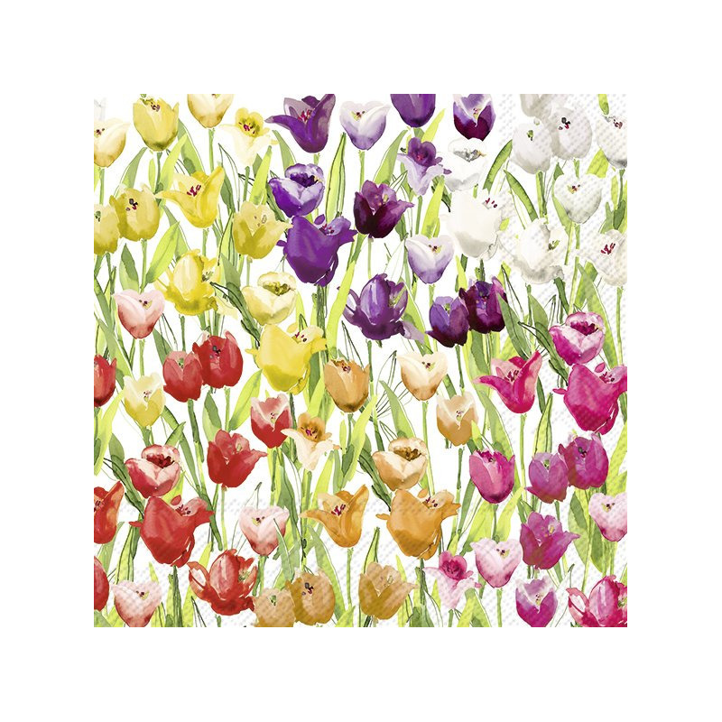 Ihr tafel servetten - 20x stuks - Gekleurde tulpen - 3 laags - 33 x 33 cm - Voorjaar/Lente thema -
