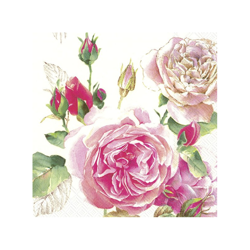 Ihr 20x Gekleurde 3-laags servetten rozen 33 x 33 cm -
