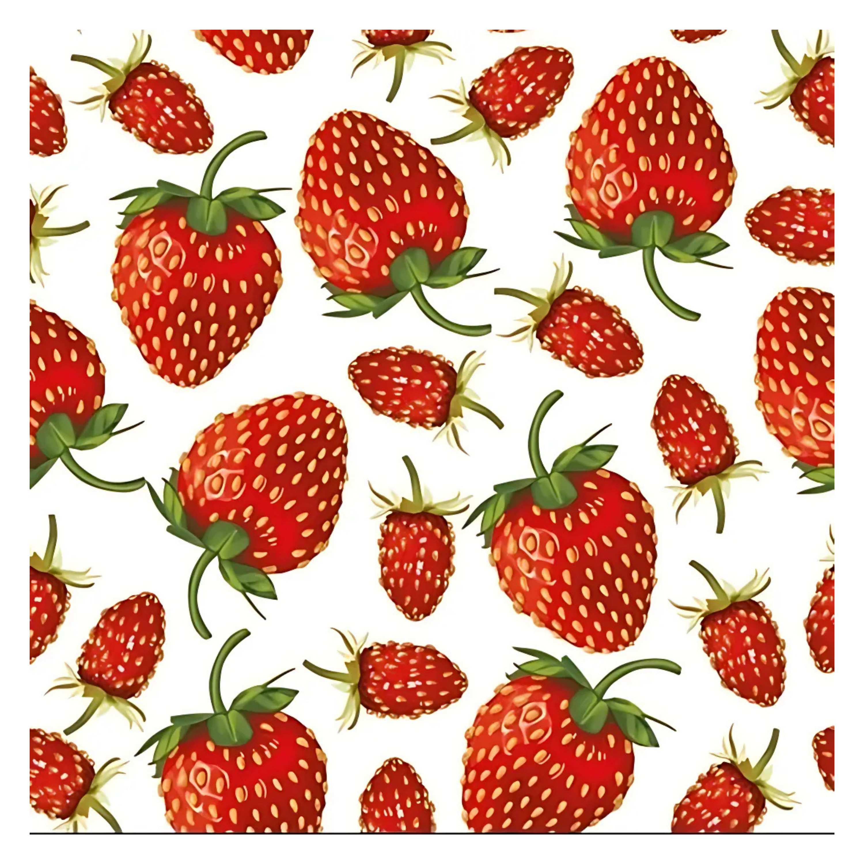 Ambiente Servetten aardbeien print - 20x st - 33 x 33 cm - 3-laags papier - zomer thema - fruit -