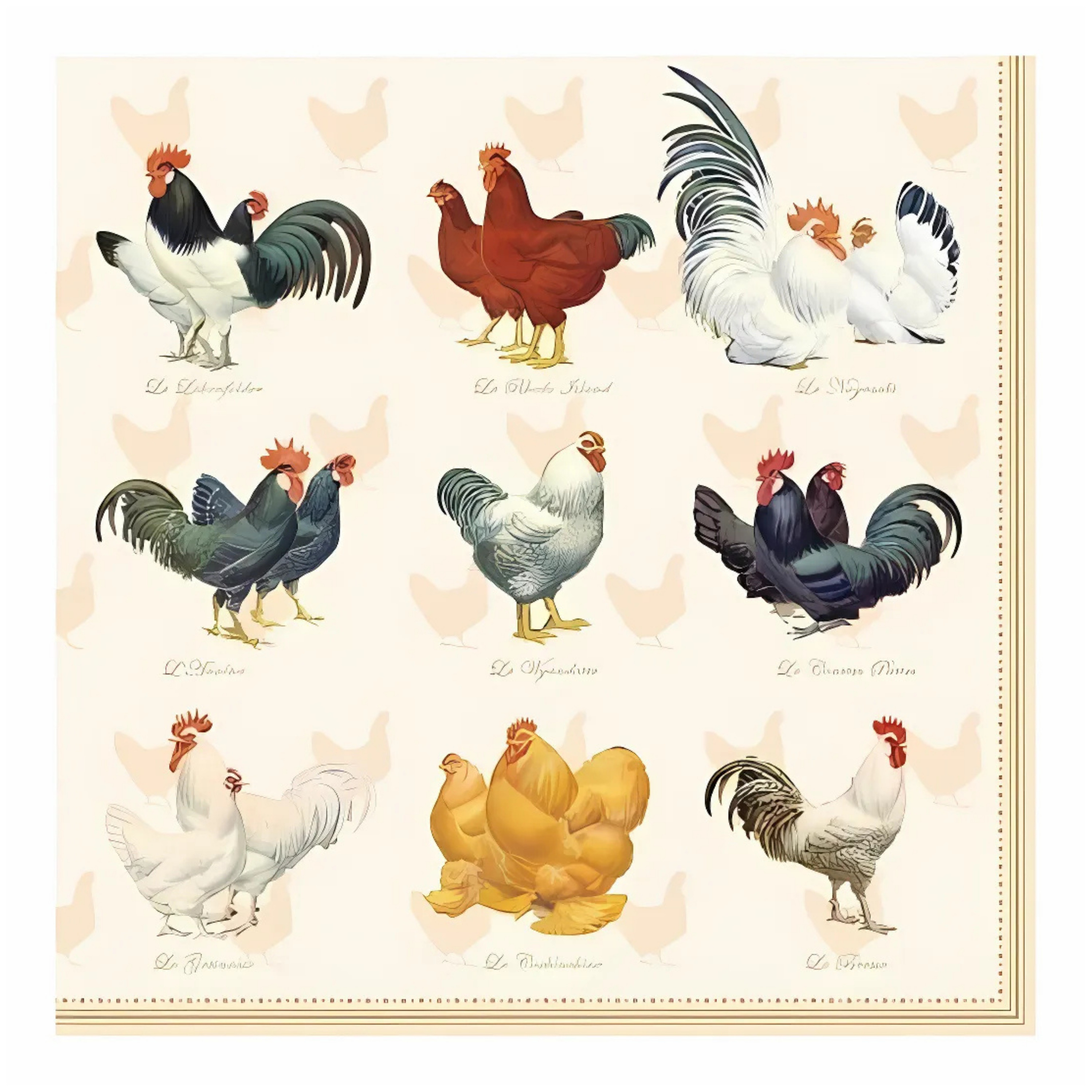 Ambiente Servetten kippen en hanen - 20x st - 33 x 33 cm - Pasen thema - lunch/diner servetjes - Paas -