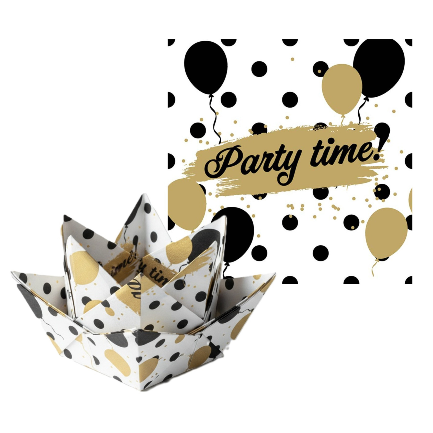 Paperdesign Verjaardag servetten - 20x - wit/goud/zwart - 33 x 33 cm - 3-laags -