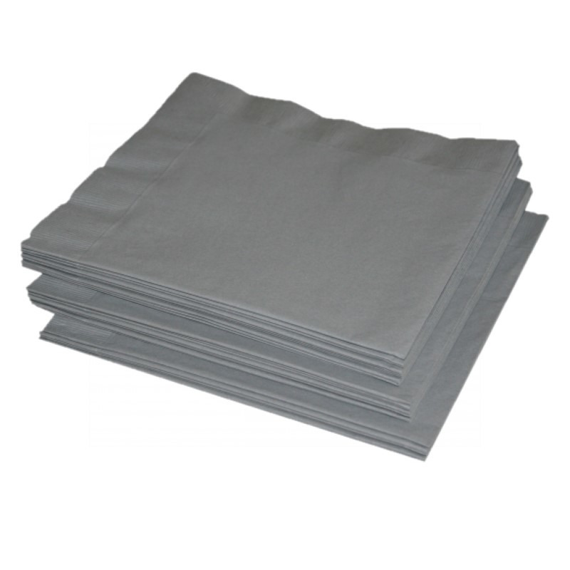 Merkloos 25x Zilveren kleuren thema servetten x cm -