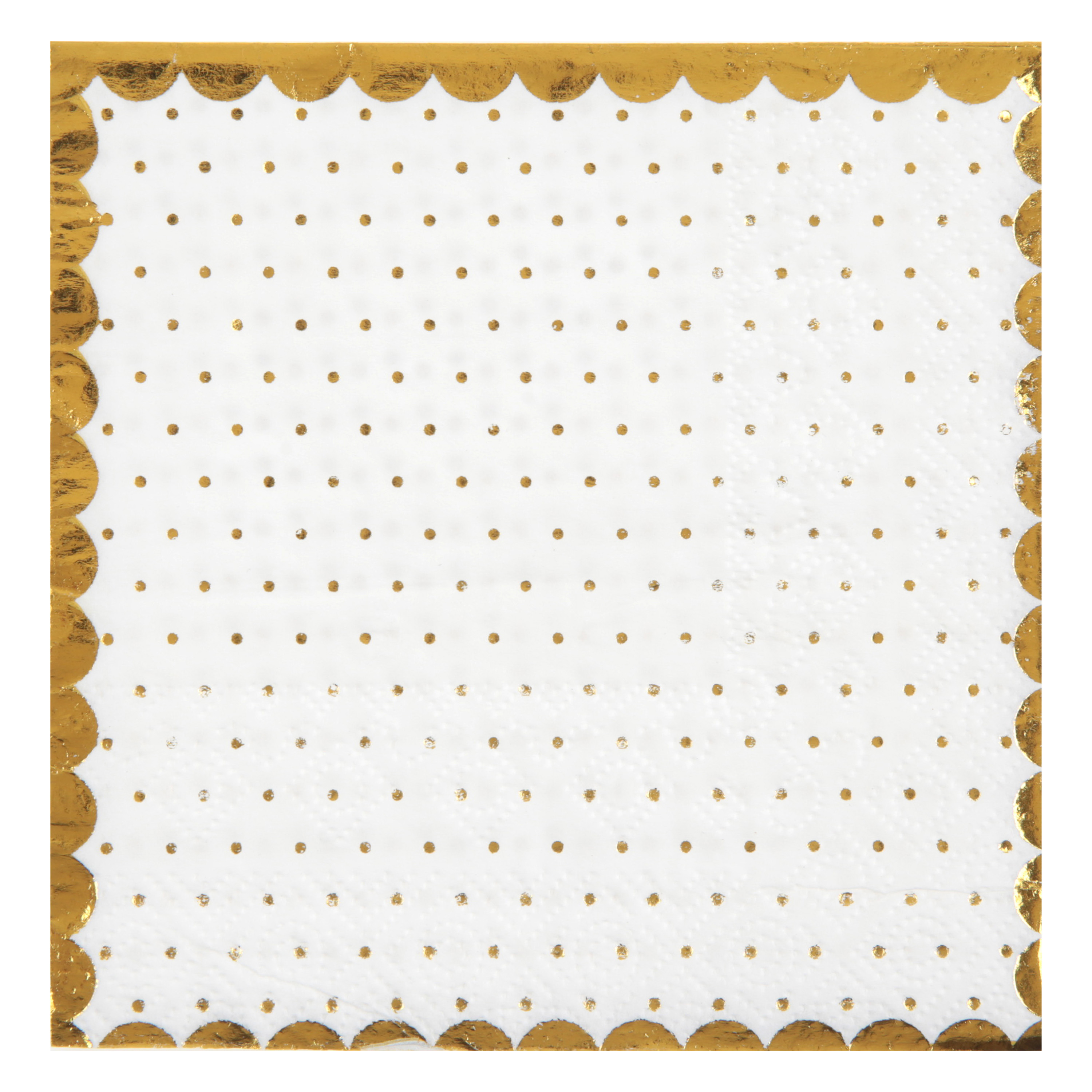 Santex Feest servetten - stippen - 20x stuks - 25 x 25 cm - papier - wit/goud -