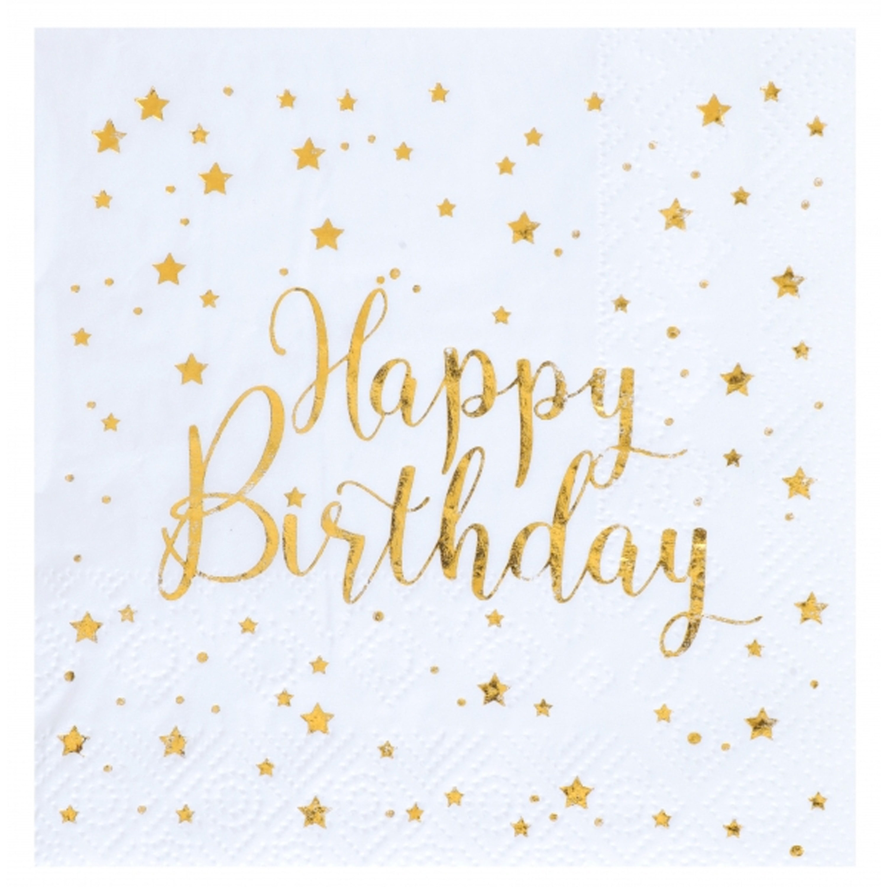 Santex Verjaardag feest servetten happy birthday - 20x - wit - 24 x 24 cm -